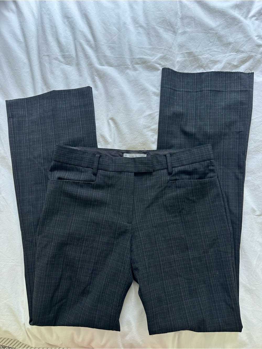 GAP Modern Boot Dress Pants - Charcoal with Light Pinstripes